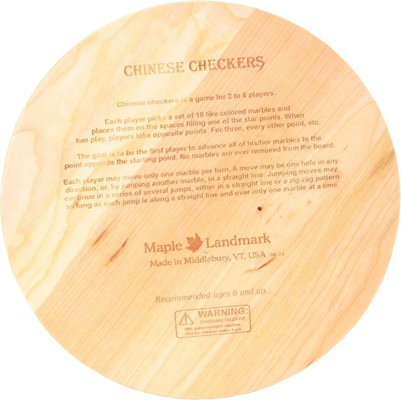 Maple Landmark Chinese Checkers Game with Glass Marbles - Made in USA - Image 3